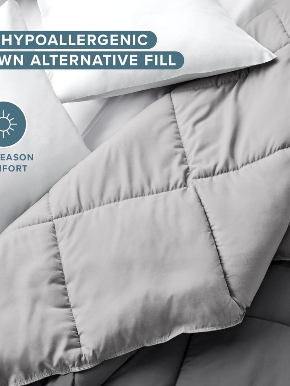 3- NIB Bare Home Oversized Queen Comforter - Reversible Goose Down Alternative - Picture 8 of 9